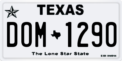 TX license plate DOM1290