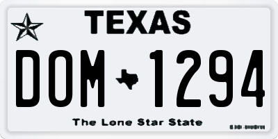 TX license plate DOM1294