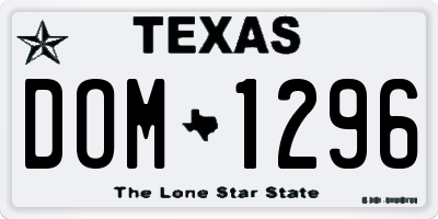 TX license plate DOM1296