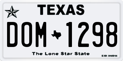 TX license plate DOM1298