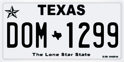 TX license plate DOM1299