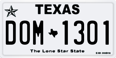 TX license plate DOM1301