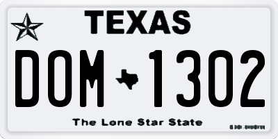TX license plate DOM1302