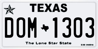 TX license plate DOM1303