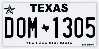 TX license plate DOM1305