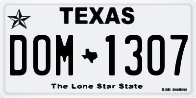 TX license plate DOM1307