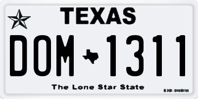 TX license plate DOM1311