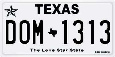 TX license plate DOM1313