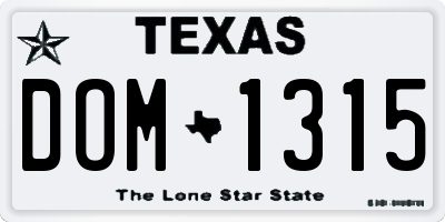 TX license plate DOM1315