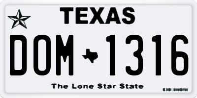TX license plate DOM1316