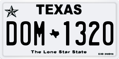 TX license plate DOM1320