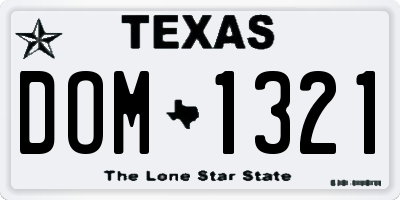 TX license plate DOM1321