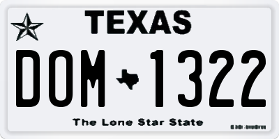 TX license plate DOM1322