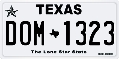 TX license plate DOM1323