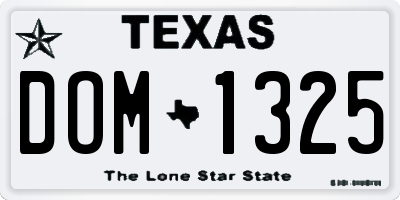 TX license plate DOM1325