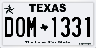 TX license plate DOM1331