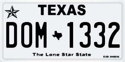 TX license plate DOM1332