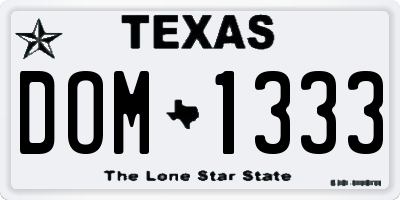 TX license plate DOM1333