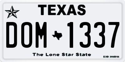 TX license plate DOM1337