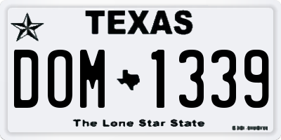 TX license plate DOM1339