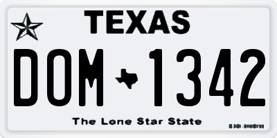 TX license plate DOM1342
