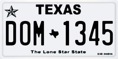 TX license plate DOM1345