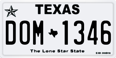 TX license plate DOM1346