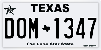 TX license plate DOM1347