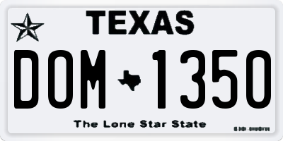 TX license plate DOM1350