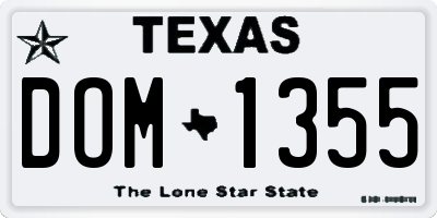 TX license plate DOM1355
