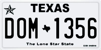 TX license plate DOM1356