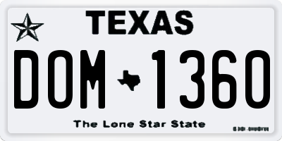 TX license plate DOM1360