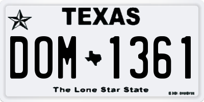 TX license plate DOM1361