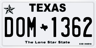 TX license plate DOM1362