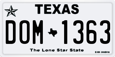 TX license plate DOM1363