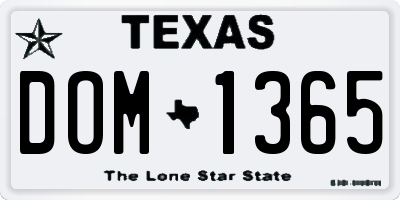 TX license plate DOM1365