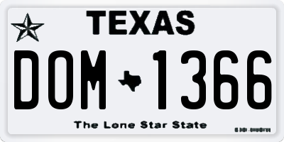 TX license plate DOM1366