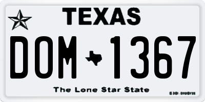 TX license plate DOM1367