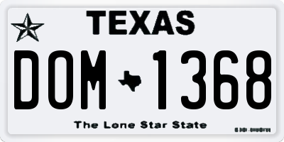 TX license plate DOM1368