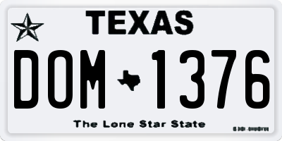 TX license plate DOM1376