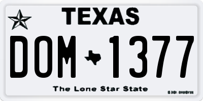 TX license plate DOM1377