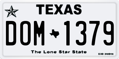 TX license plate DOM1379