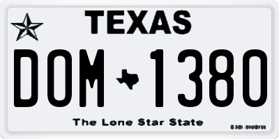 TX license plate DOM1380