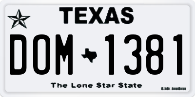 TX license plate DOM1381