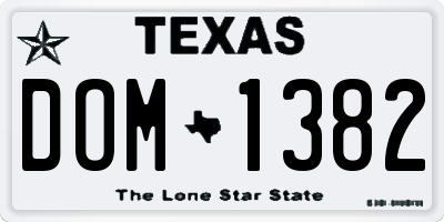 TX license plate DOM1382