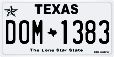 TX license plate DOM1383