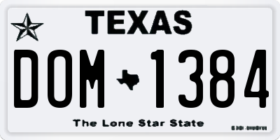 TX license plate DOM1384