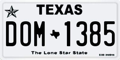 TX license plate DOM1385