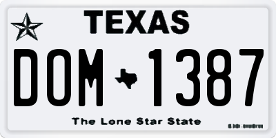 TX license plate DOM1387