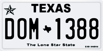 TX license plate DOM1388
